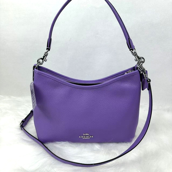 Coach Laurel Shoulder Bag Crossbody In Leather/Silver/Iris CR148 NWT - Picture 1 of 9